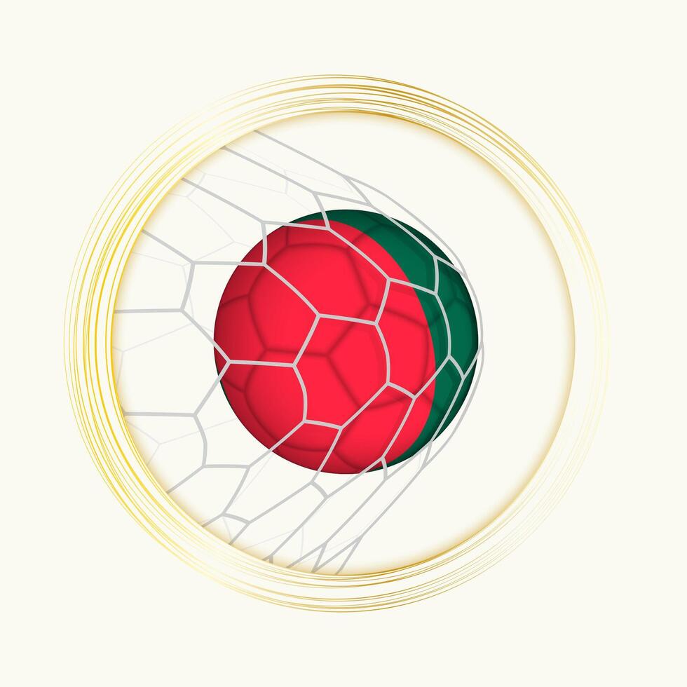 Bangladesh puntuación meta, resumen fútbol americano símbolo con ilustración de Bangladesh pelota en fútbol neto. vector