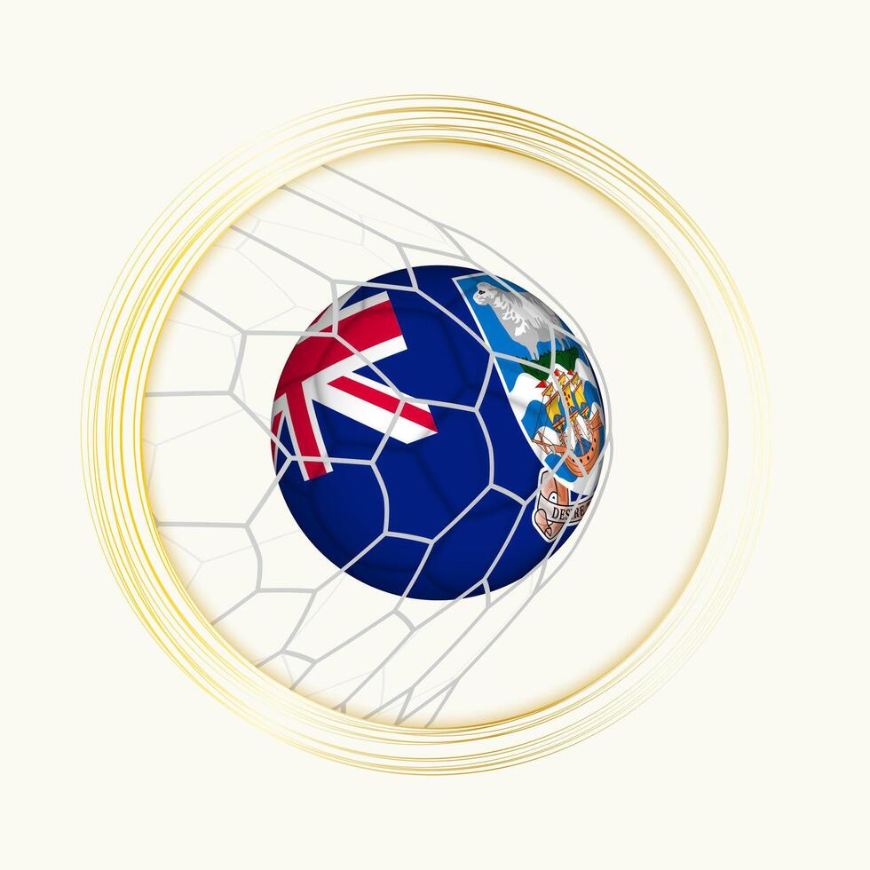 Falkland Islands scoring goal, abstract football symbol with illustration of Falkland Islands ball in soccer net. vector