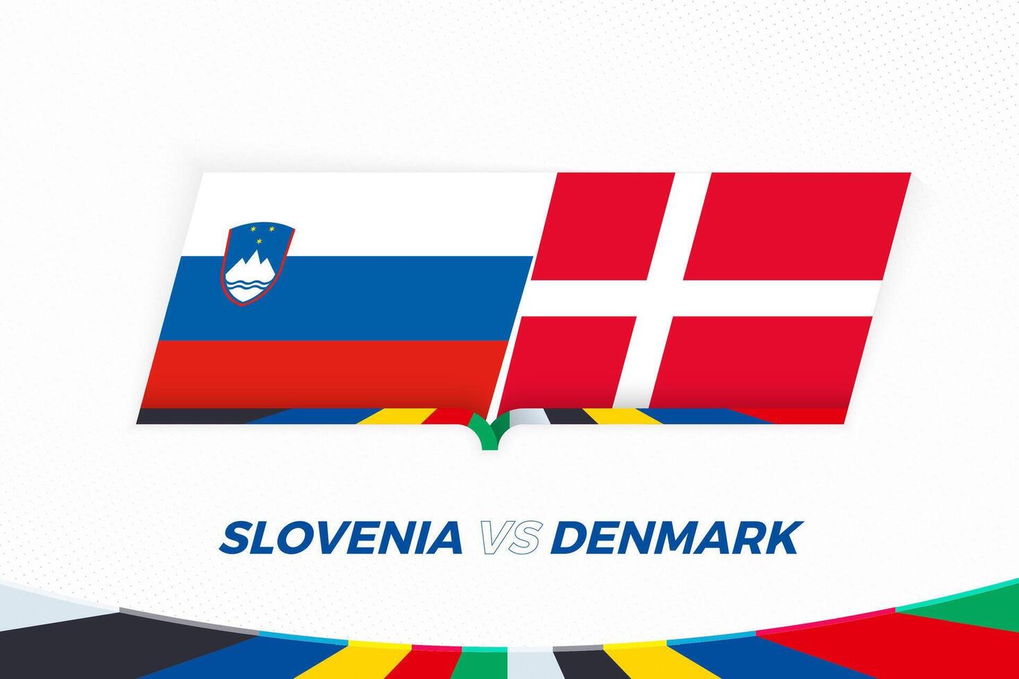 Eslovenia vs Dinamarca en fútbol americano competencia, grupo C. versus icono en fútbol americano antecedentes. vector