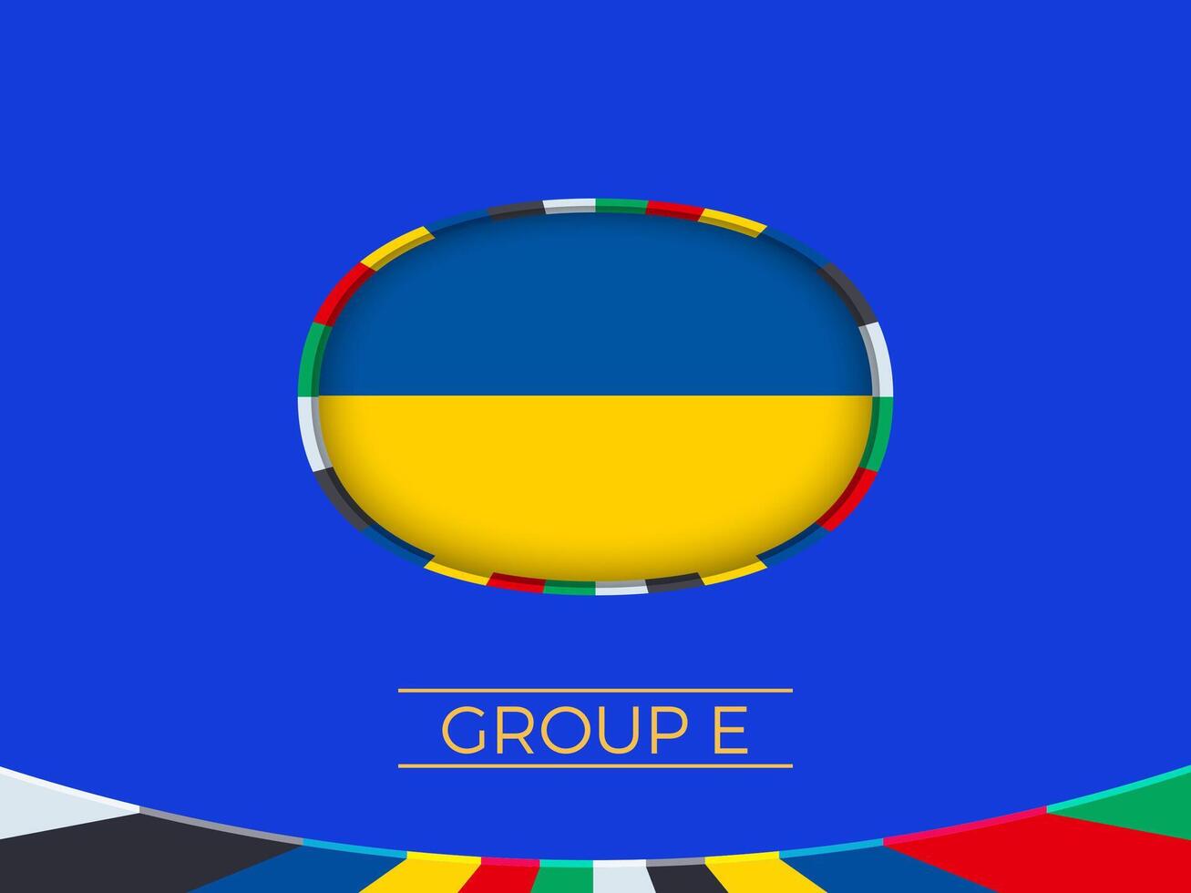 Ukraine flag for 2024 European football tournament, national team sign. vector