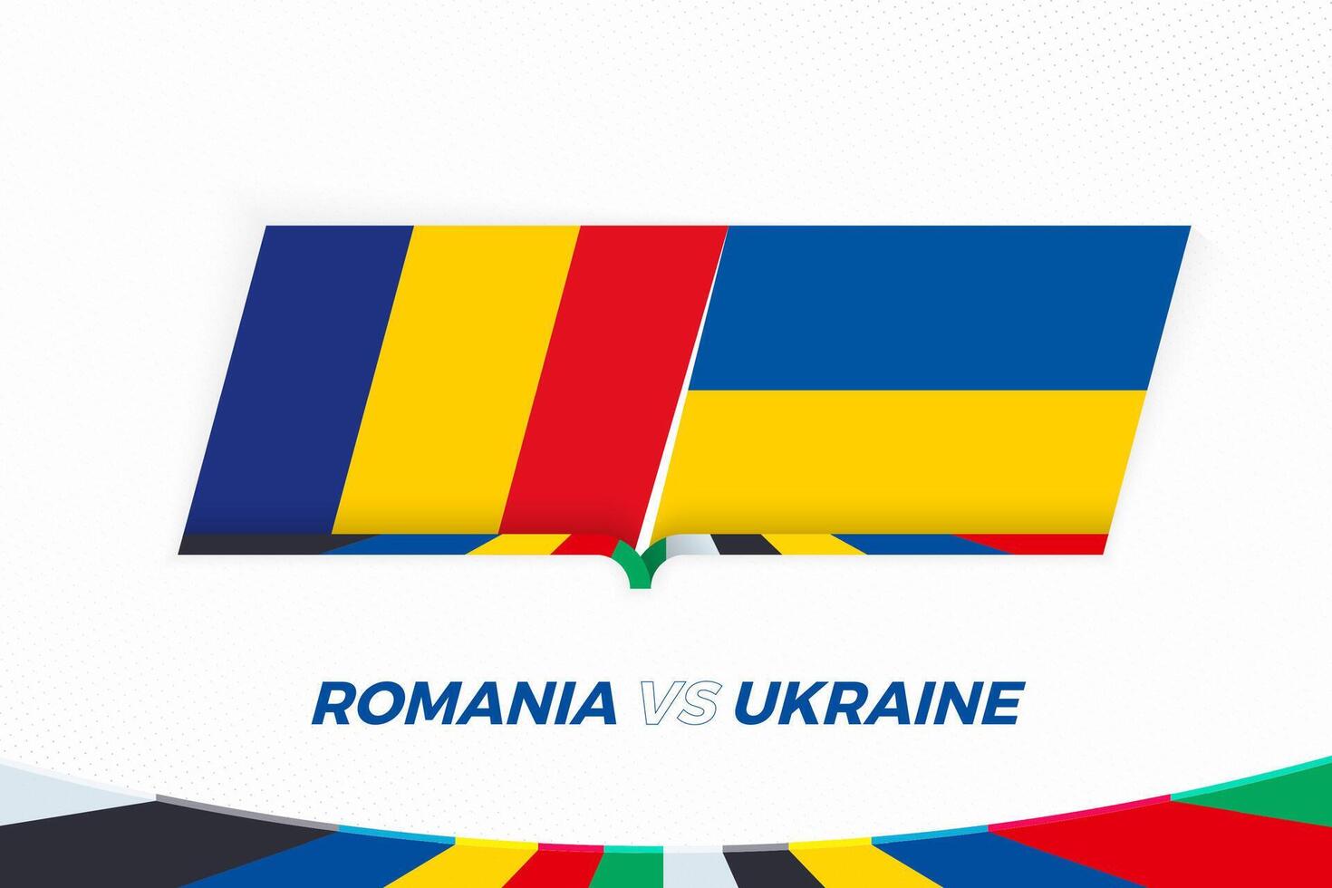 Romania vs Ukraine in Football Competition, Group E. Versus icon on Football background. vector