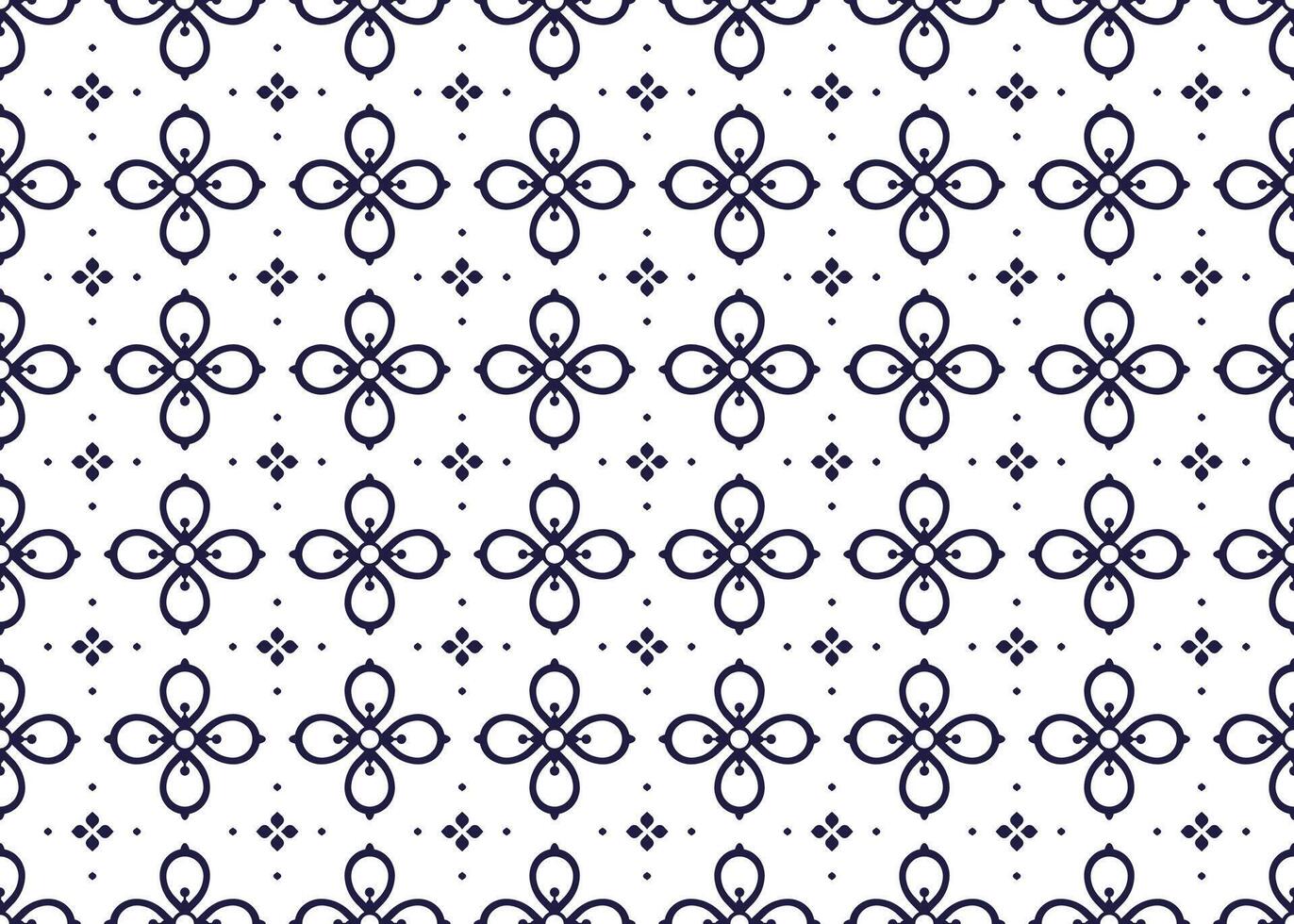 Symbol dark blue flowers on white background, ethnic fabric seamless pattern design for cloth, carpet, batik, wallpaper, wrapping etc. vector