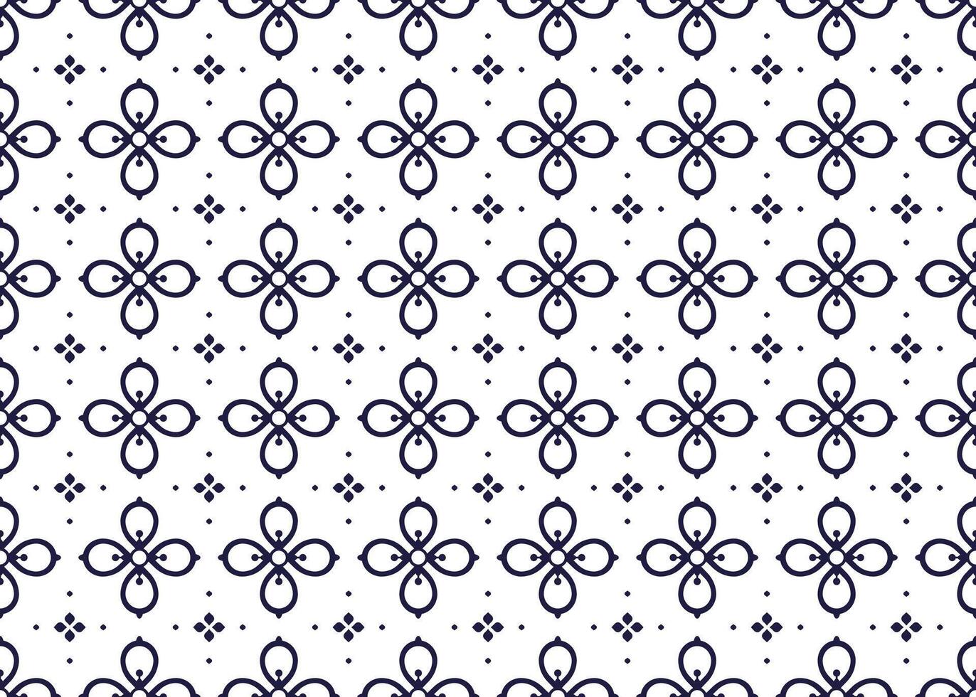 Symbol dark blue flowers on white background, ethnic fabric seamless pattern design for cloth, carpet, batik, wallpaper, wrapping etc. vector