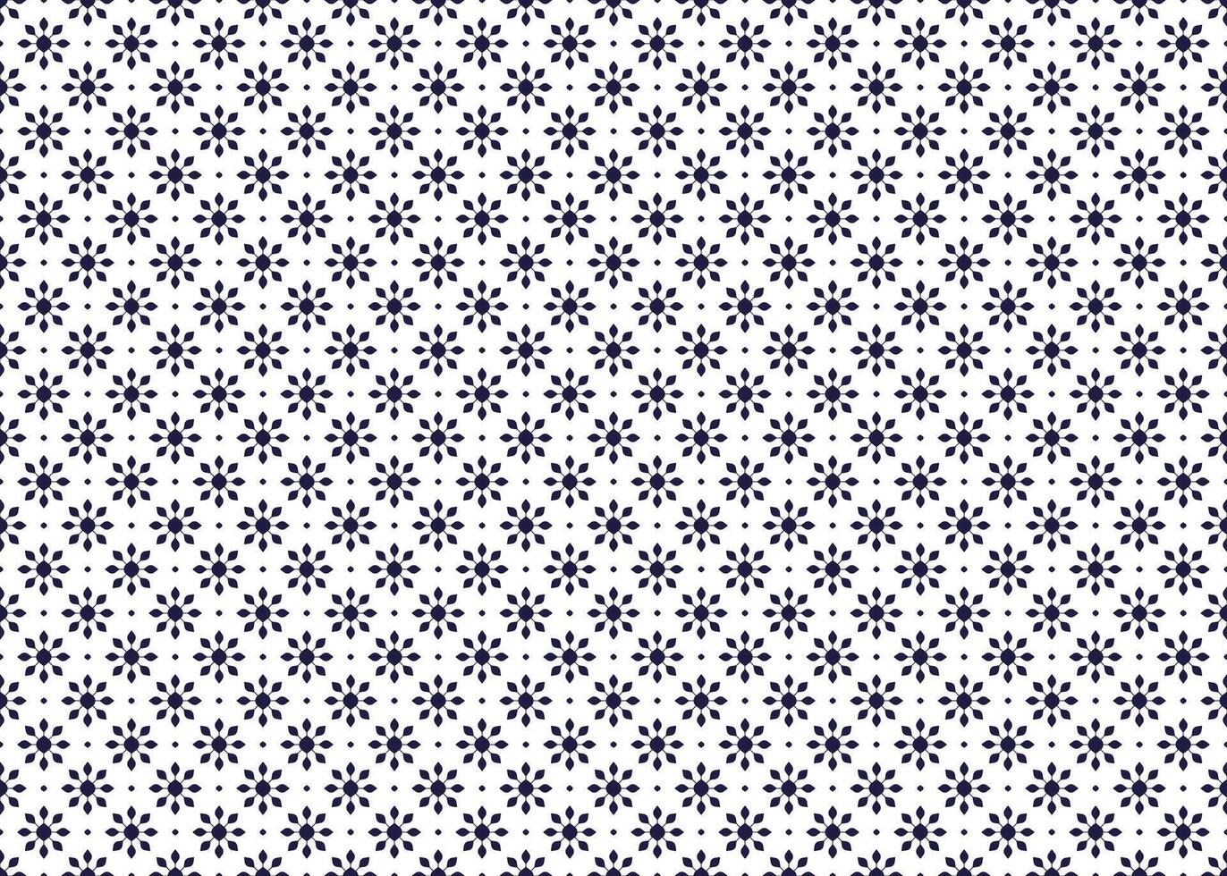 Symbol dark blue flowers on white background, ethnic fabric seamless pattern design for cloth, carpet, batik, wallpaper, wrapping etc. vector
