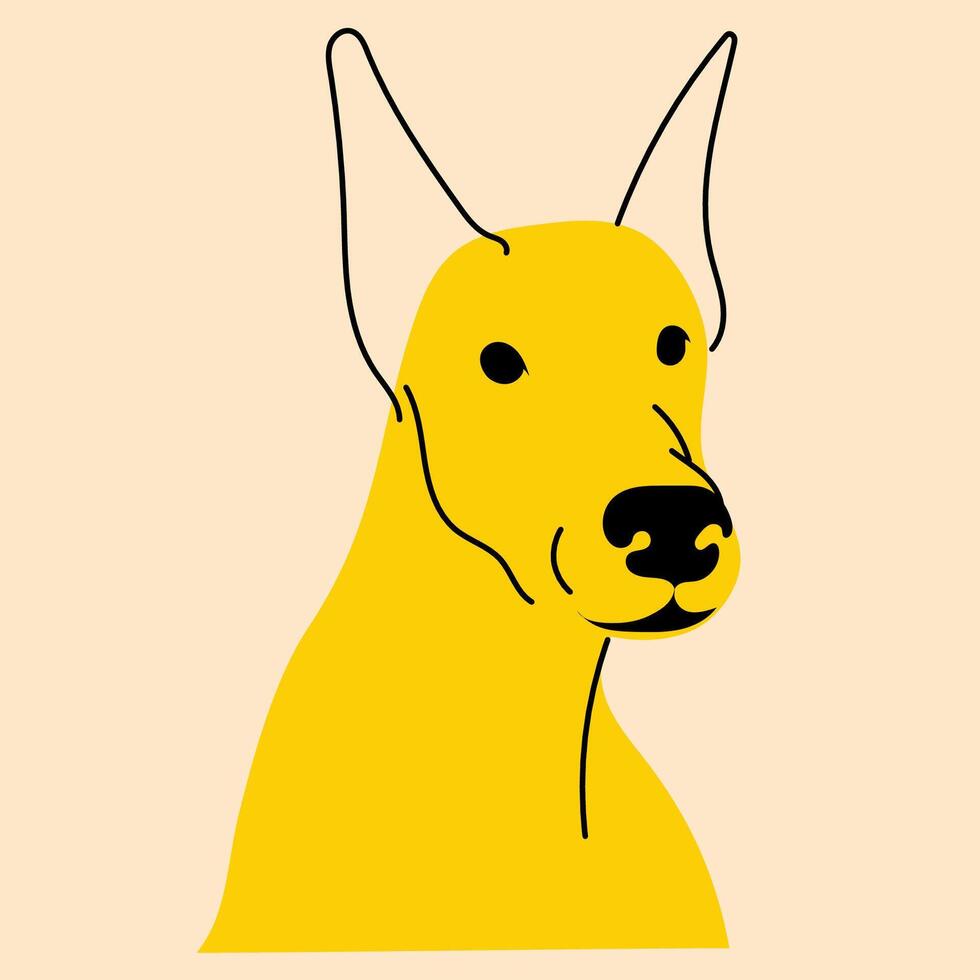 Yellow, fancy dog, puppy. Avatar, badge, poster, logo templates, print. illustration in flat cartoon style vector