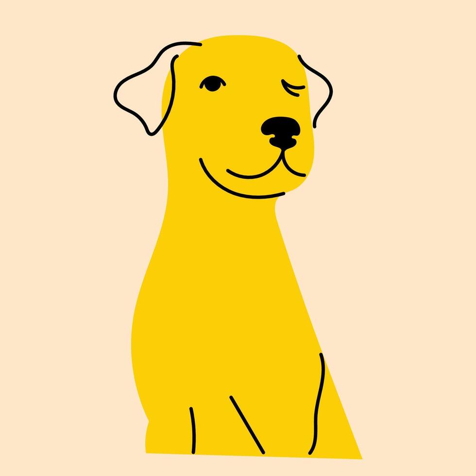 amarillo, lujoso perro, cachorro. avatar, insignia, póster, logo plantillas, impresión. ilustración en plano dibujos animados estilo vector