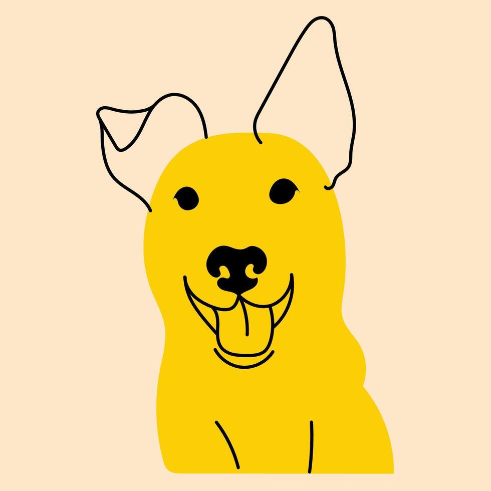 amarillo, lujoso perro, cachorro. avatar, insignia, póster, logo plantillas, impresión. ilustración en plano dibujos animados estilo vector