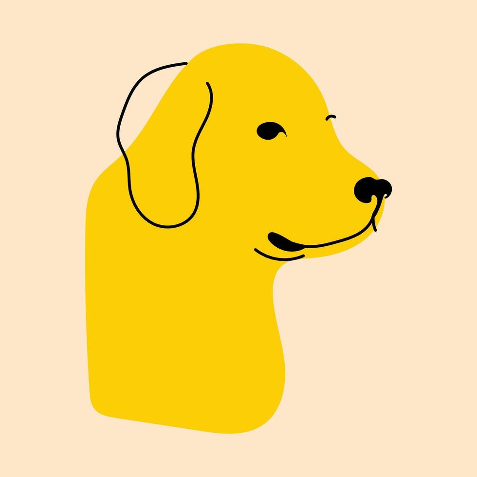 amarillo, lujoso perro, cachorro. avatar, insignia, póster, logo plantillas, impresión. ilustración en plano dibujos animados estilo vector