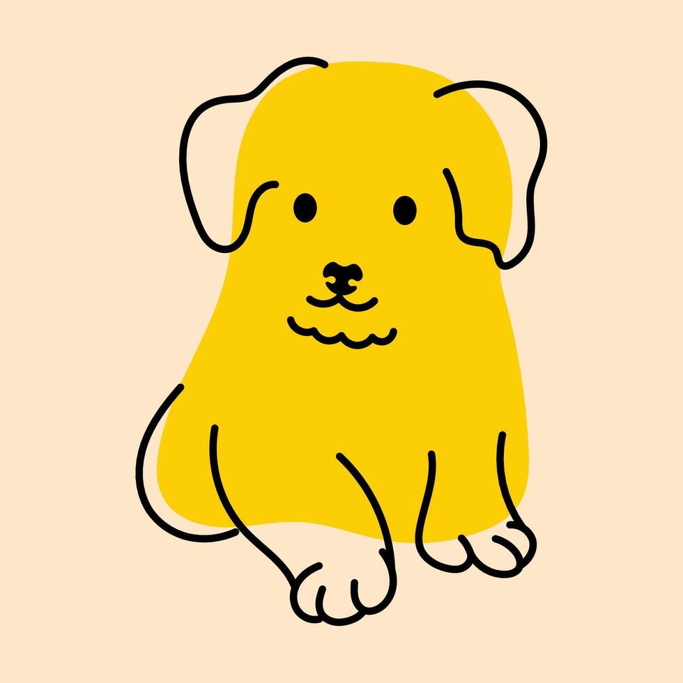 amarillo, lujoso perro, cachorro. avatar, insignia, póster, logo plantillas, impresión. ilustración en plano dibujos animados estilo vector