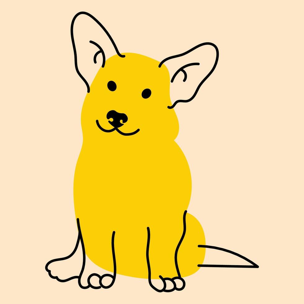 amarillo, lujoso perro, cachorro. avatar, insignia, póster, logo plantillas, impresión. ilustración en plano dibujos animados estilo vector