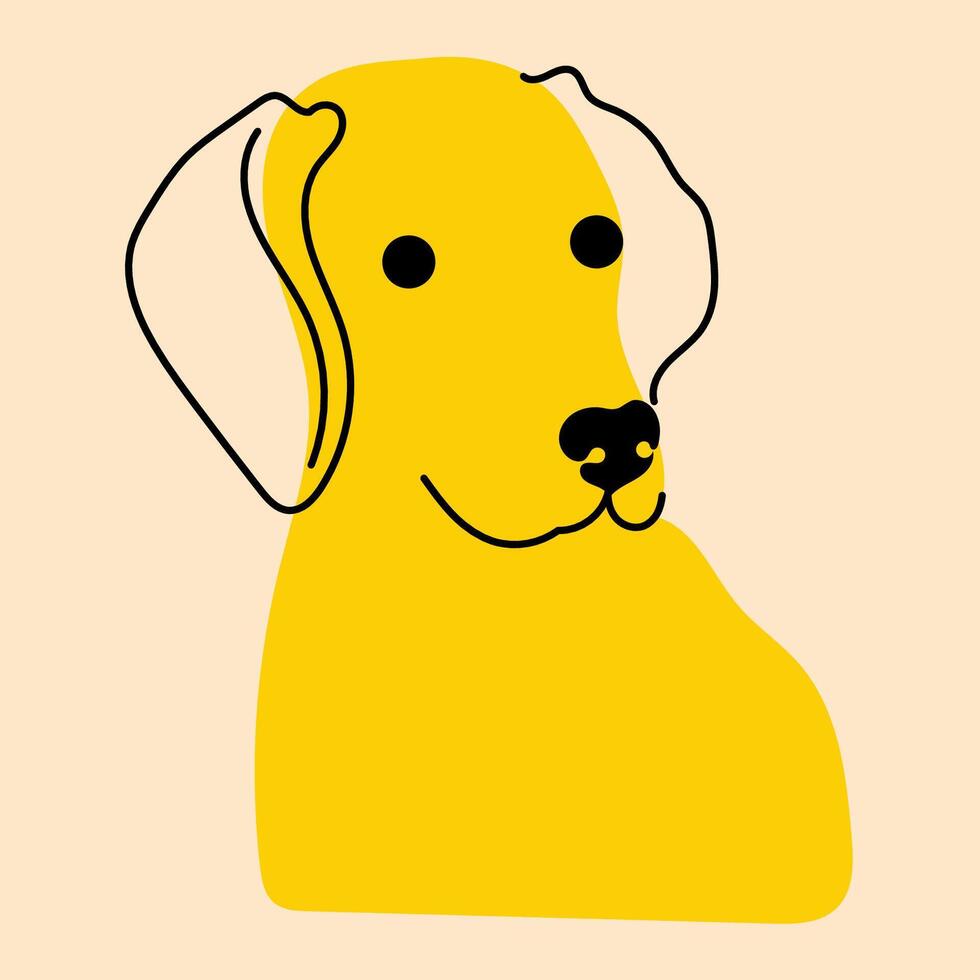 amarillo, lujoso perro, cachorro. avatar, insignia, póster, logo plantillas, impresión. ilustración en plano dibujos animados estilo vector