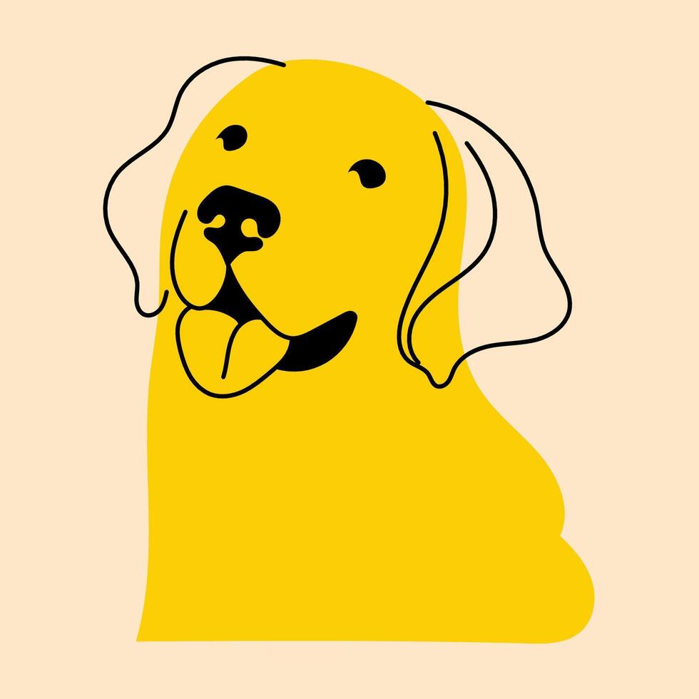 amarillo, lujoso perro, cachorro. avatar, insignia, póster, logo plantillas, impresión. ilustración en plano dibujos animados estilo vector