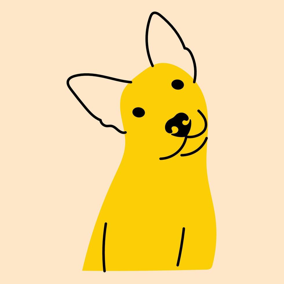 amarillo, lujoso perro, cachorro. avatar, insignia, póster, logo plantillas, impresión. ilustración en plano dibujos animados estilo vector