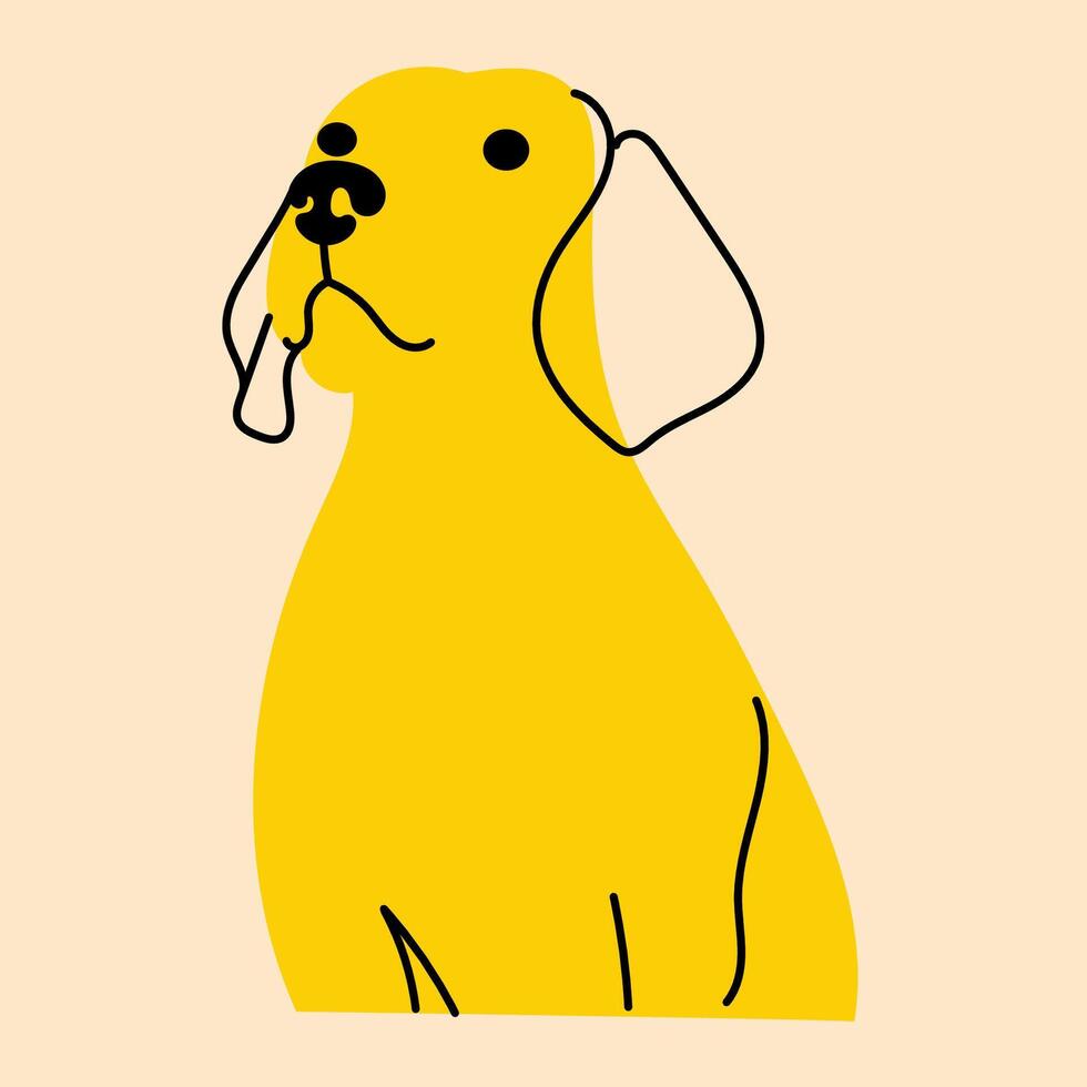 Yellow, fancy dog, puppy. Avatar, badge, poster, logo templates, print. illustration in flat cartoon style vector