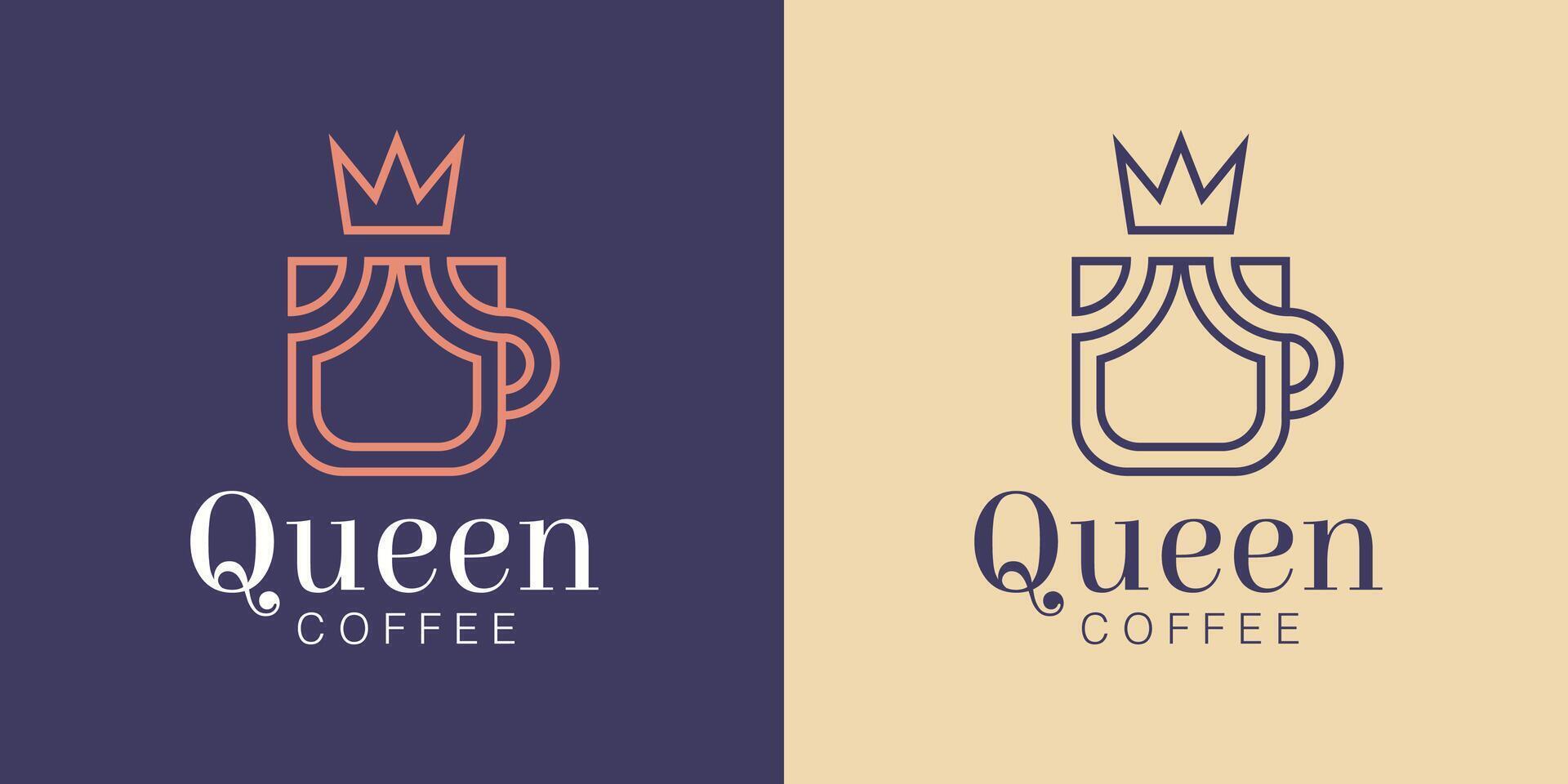 Queen Coffee Logo Design Template vector