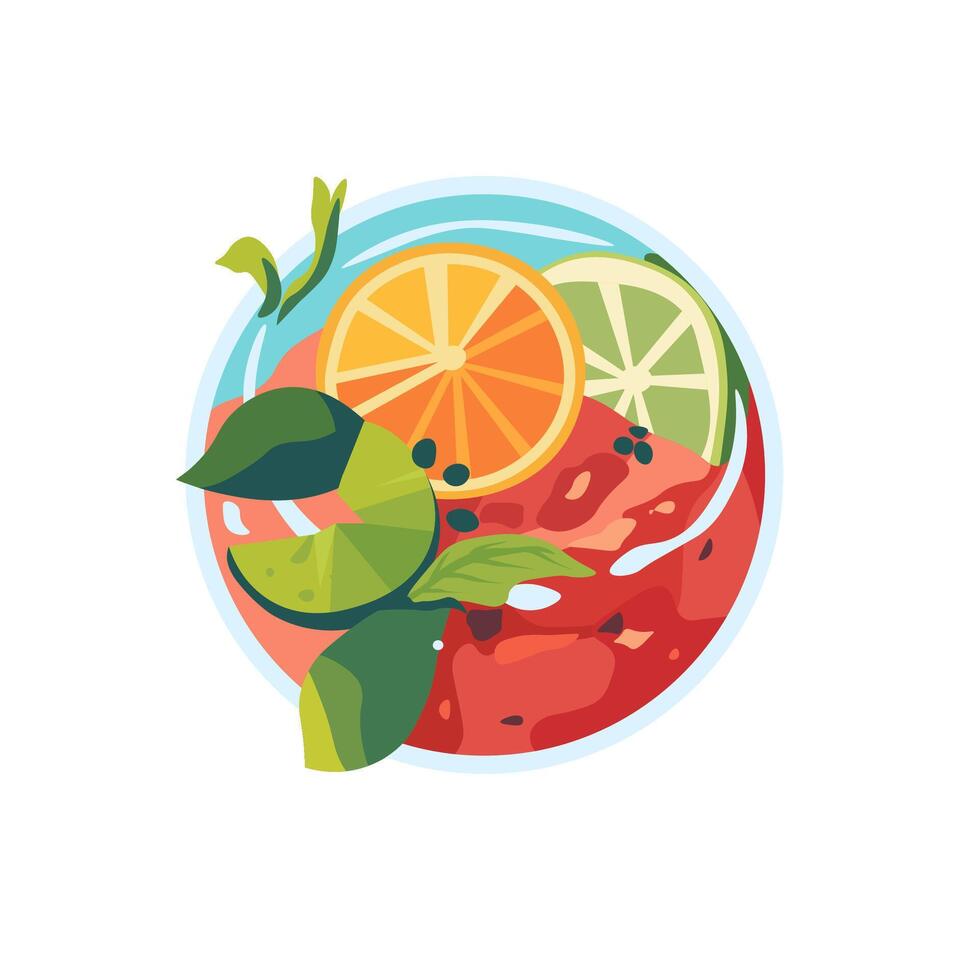 Citrus Fruit Salad Bowl vector