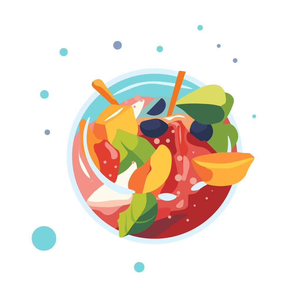 tropical Fruta ensalada cuenco obra de arte vector