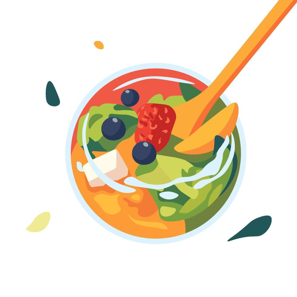 tropical Fruta ensalada cuenco obra de arte vector