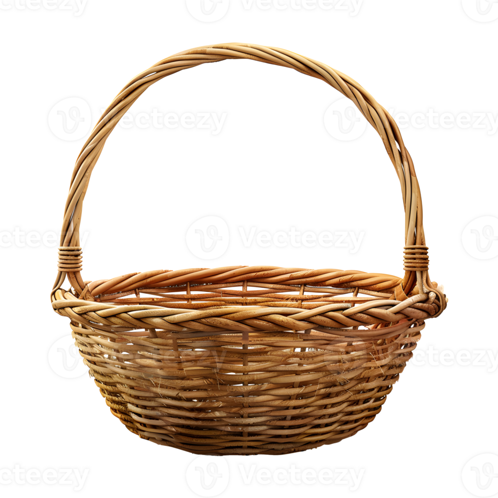 Woven Rattan Basket, Eco Friendly Chic, Isolated on Transparent Background png