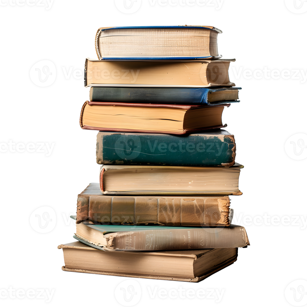 Stack of Books, Knowledge and Wisdom, Isolated on Transparent Background. png