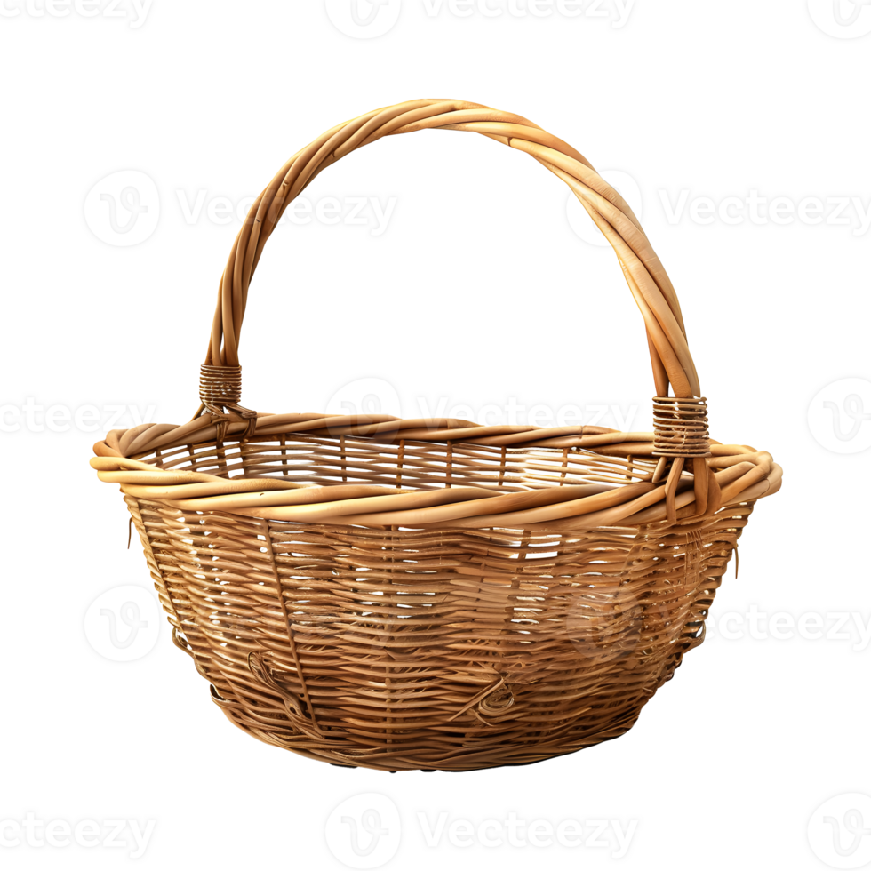 Woven Rattan Basket, Eco Friendly Chic, Isolated on Transparent Background png