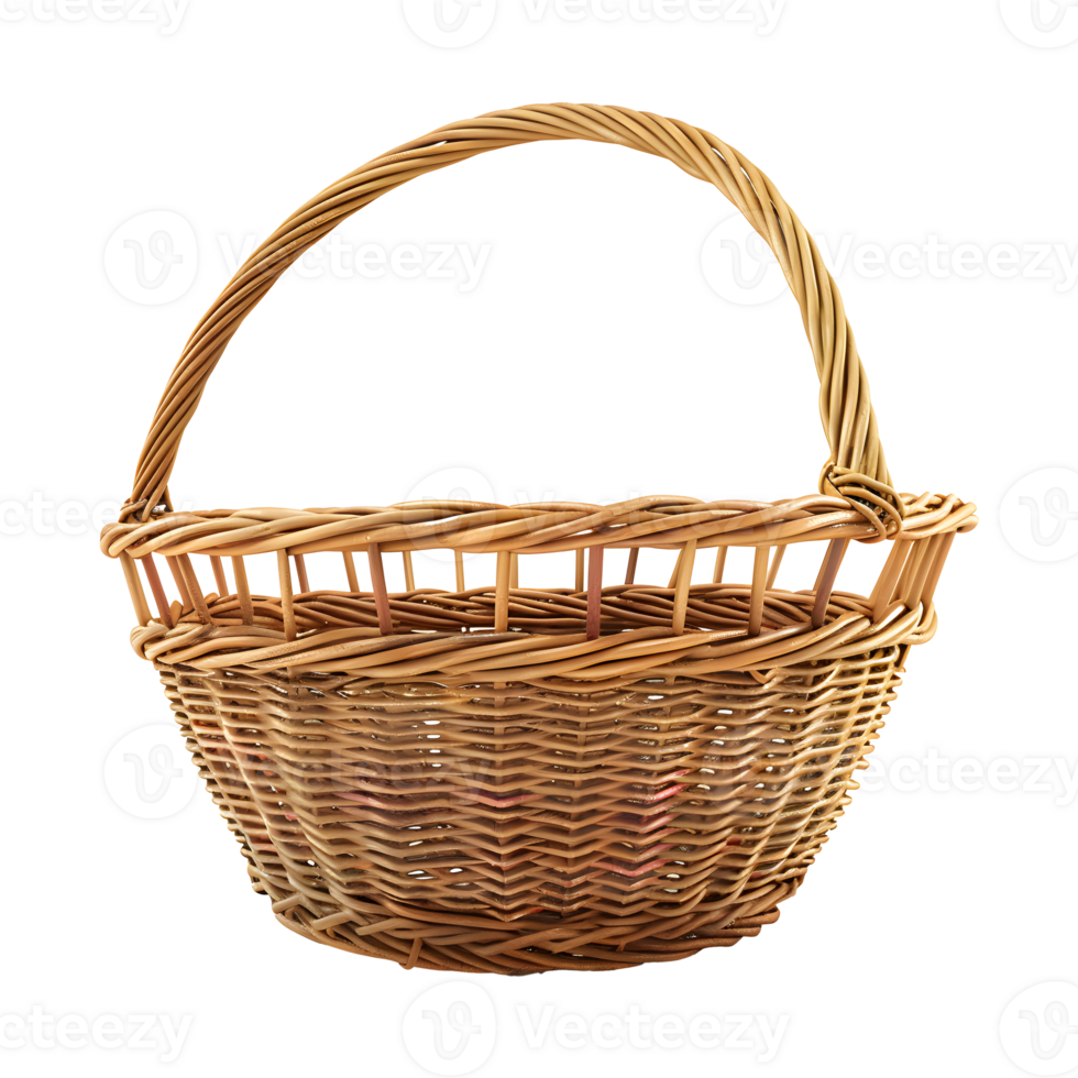 Woven Rattan Basket, Eco Friendly Chic, Isolated on Transparent Background png