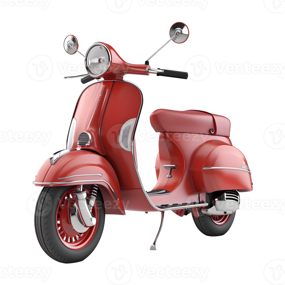 Red Scooter, Retro Charm, Isolated on Transparent Background png