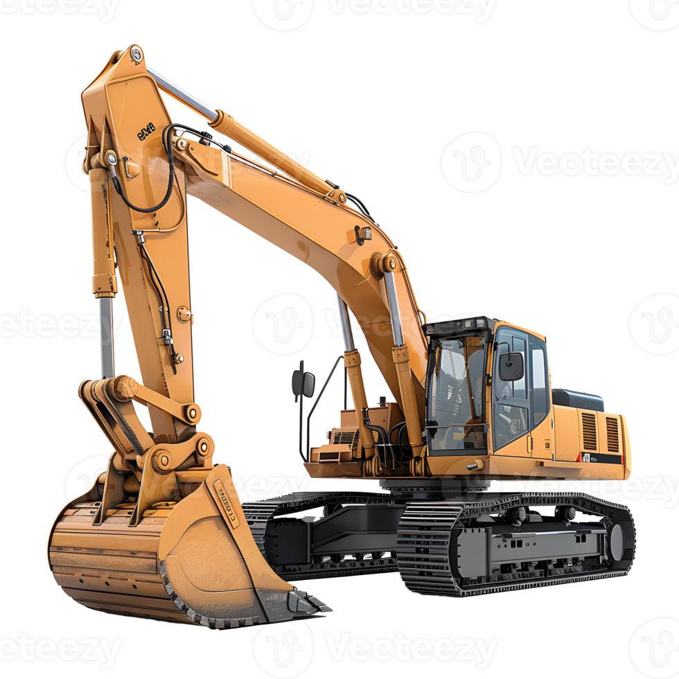 Excavator, Heavy Machinery in Action, Isolated on Transparent Background png