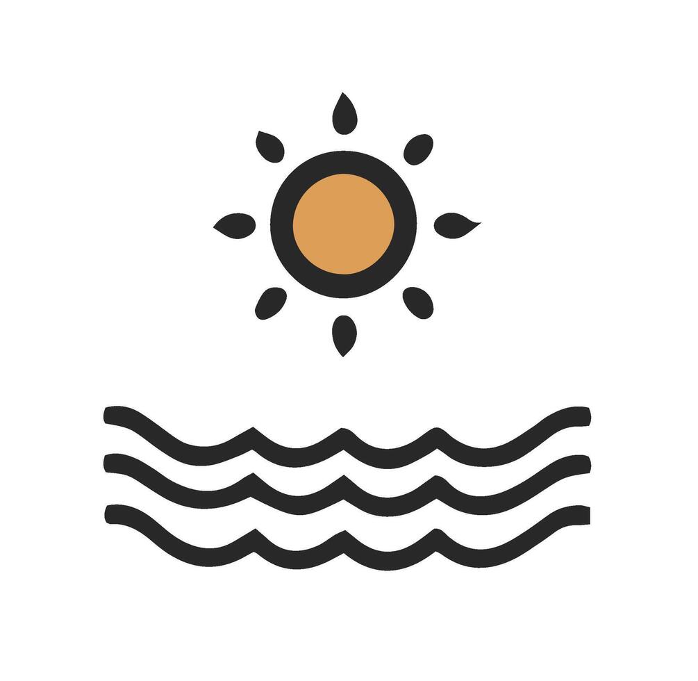 Abstract Sun and Waves Icon vector