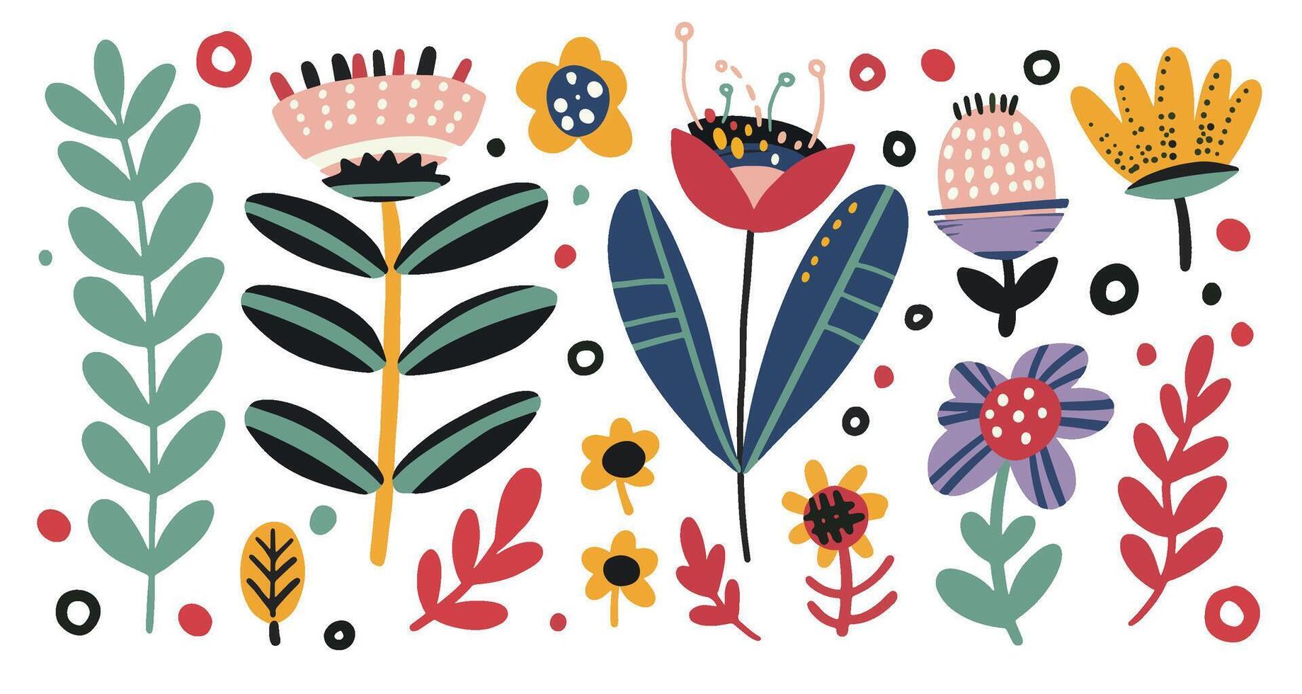 Hand Drawn Botanical Elements Set vector