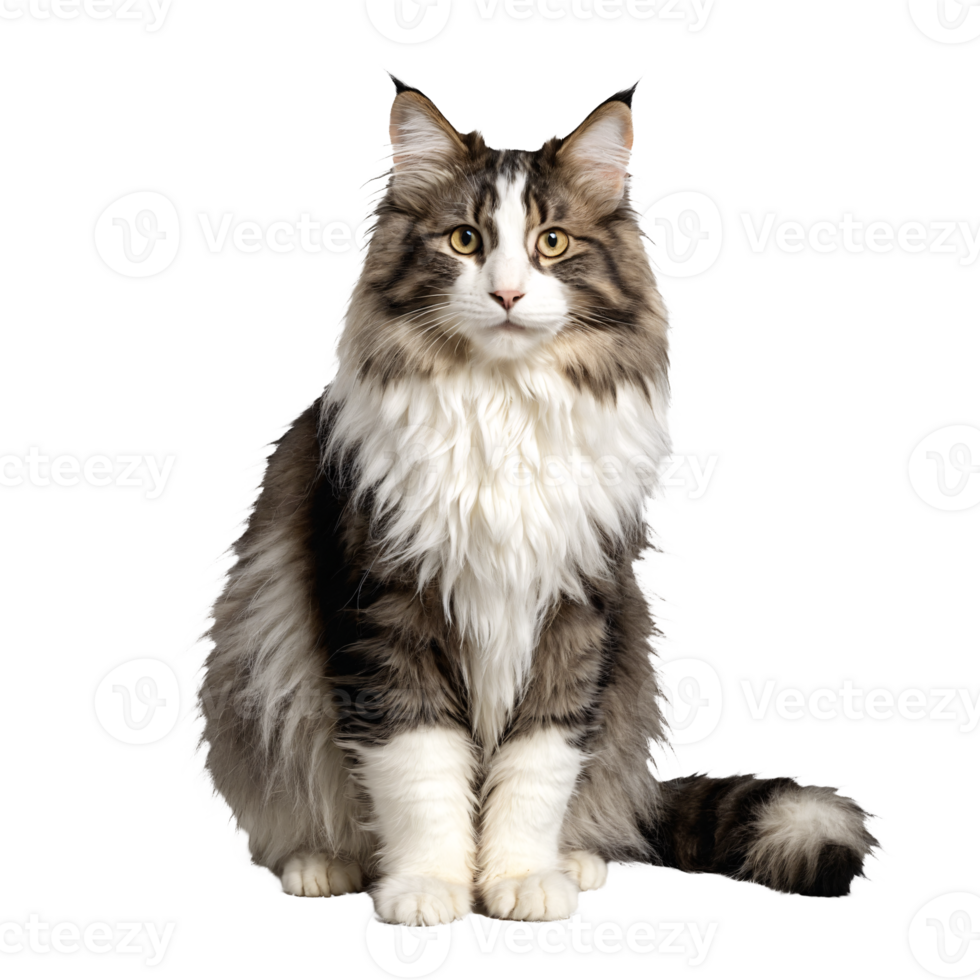 norwegian forest cat sitting isolated transparent photo png