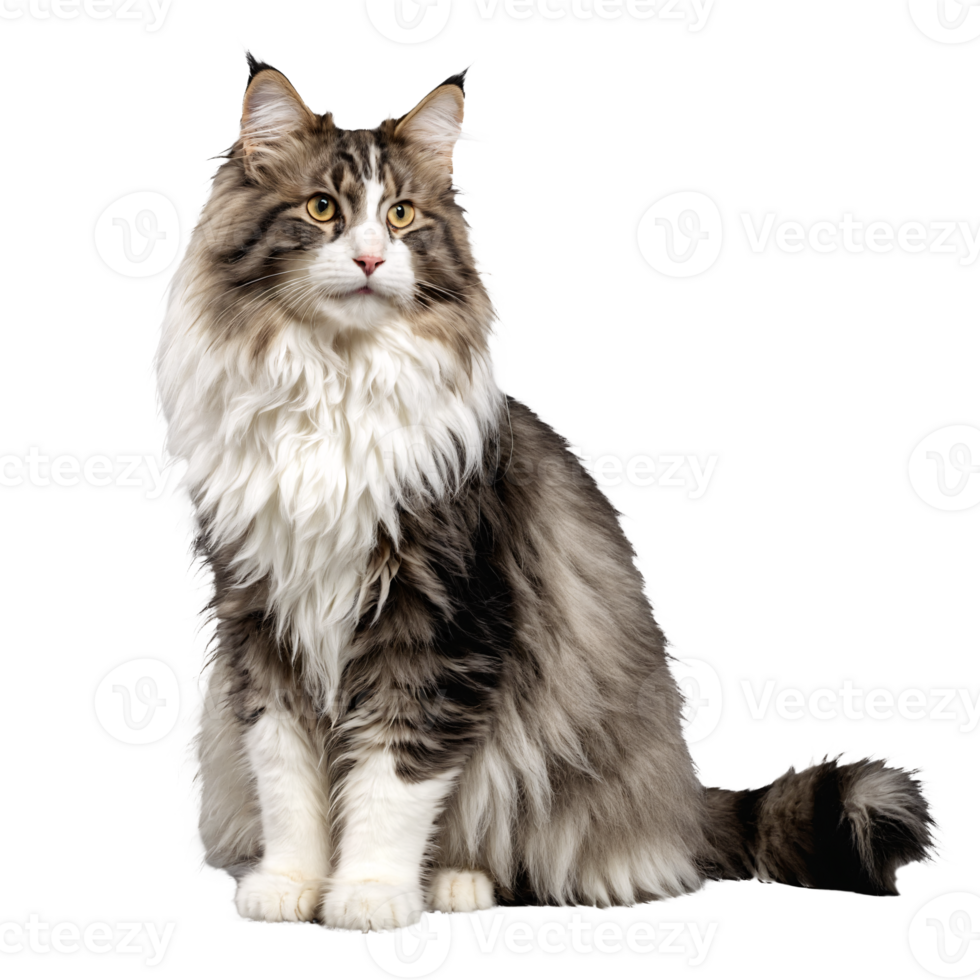 norwegian forest cat sitting isolated transparent photo png
