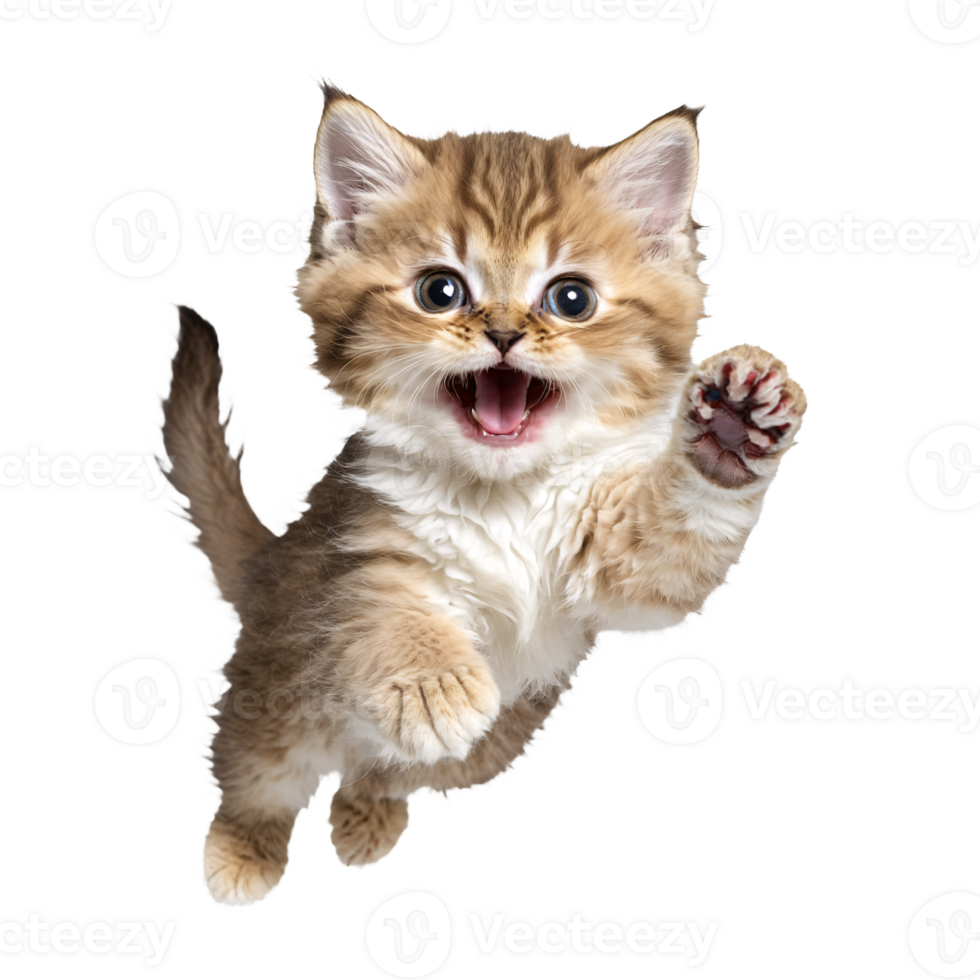 persian cat kitten running and jumping isolated transparent photo png