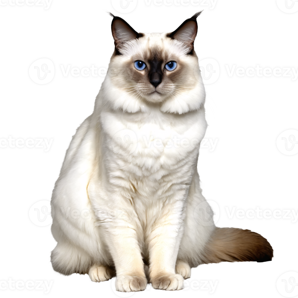 birman cat sitting isolated transparent photo png