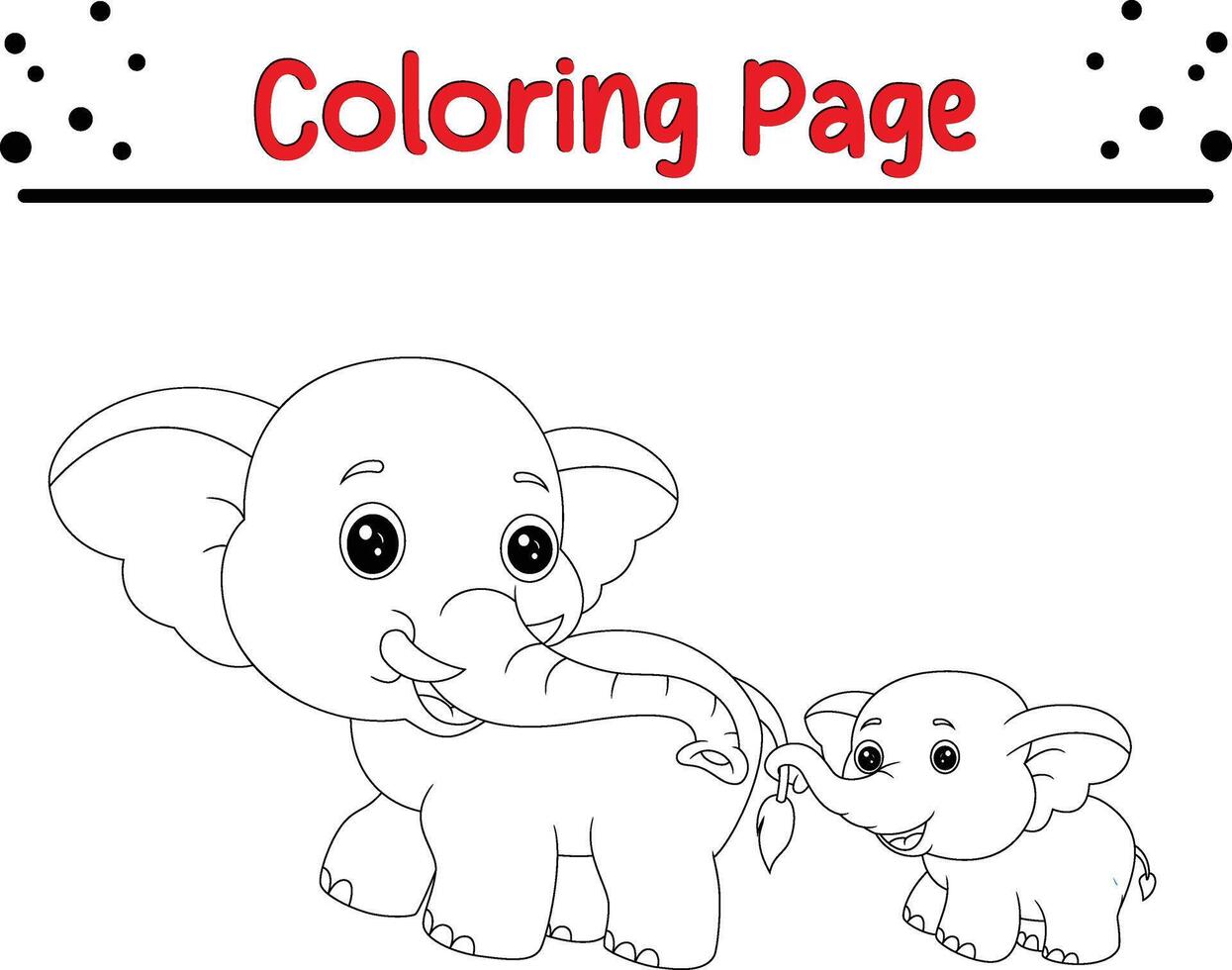 madre elefante bebé elefante colorante página para niños vector