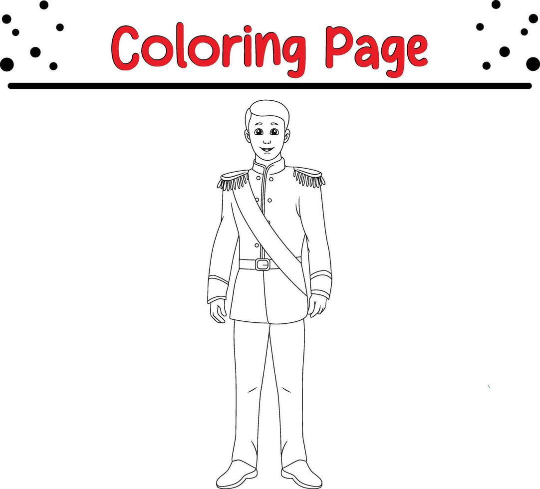 happy young boy coloring book page for kids. vector