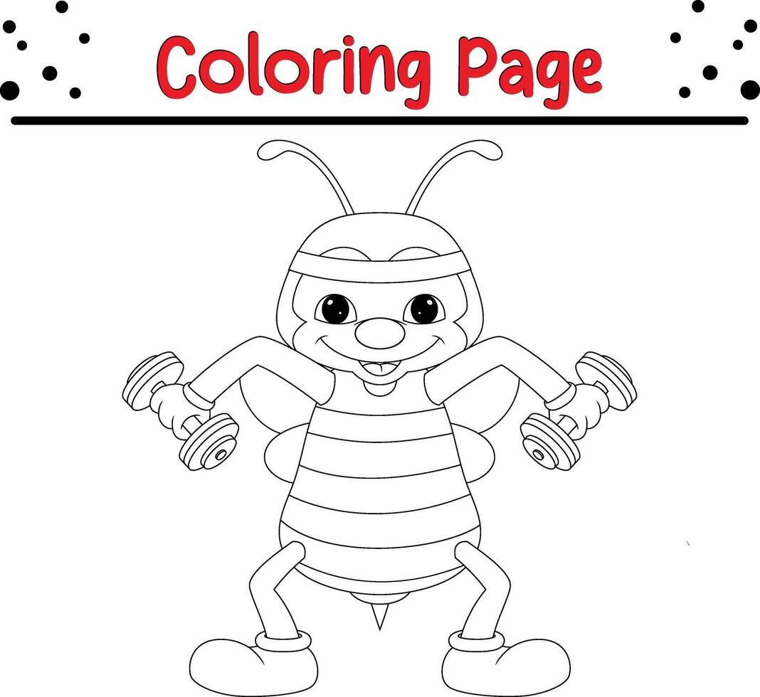 cute bee coloring page for kids and adults vector
