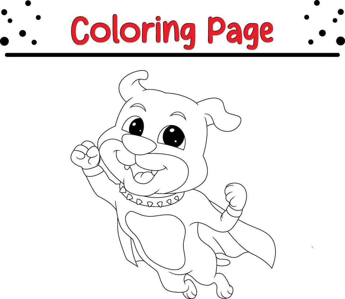 cute dog wearing superhero costume coloring page for kids and adults vector