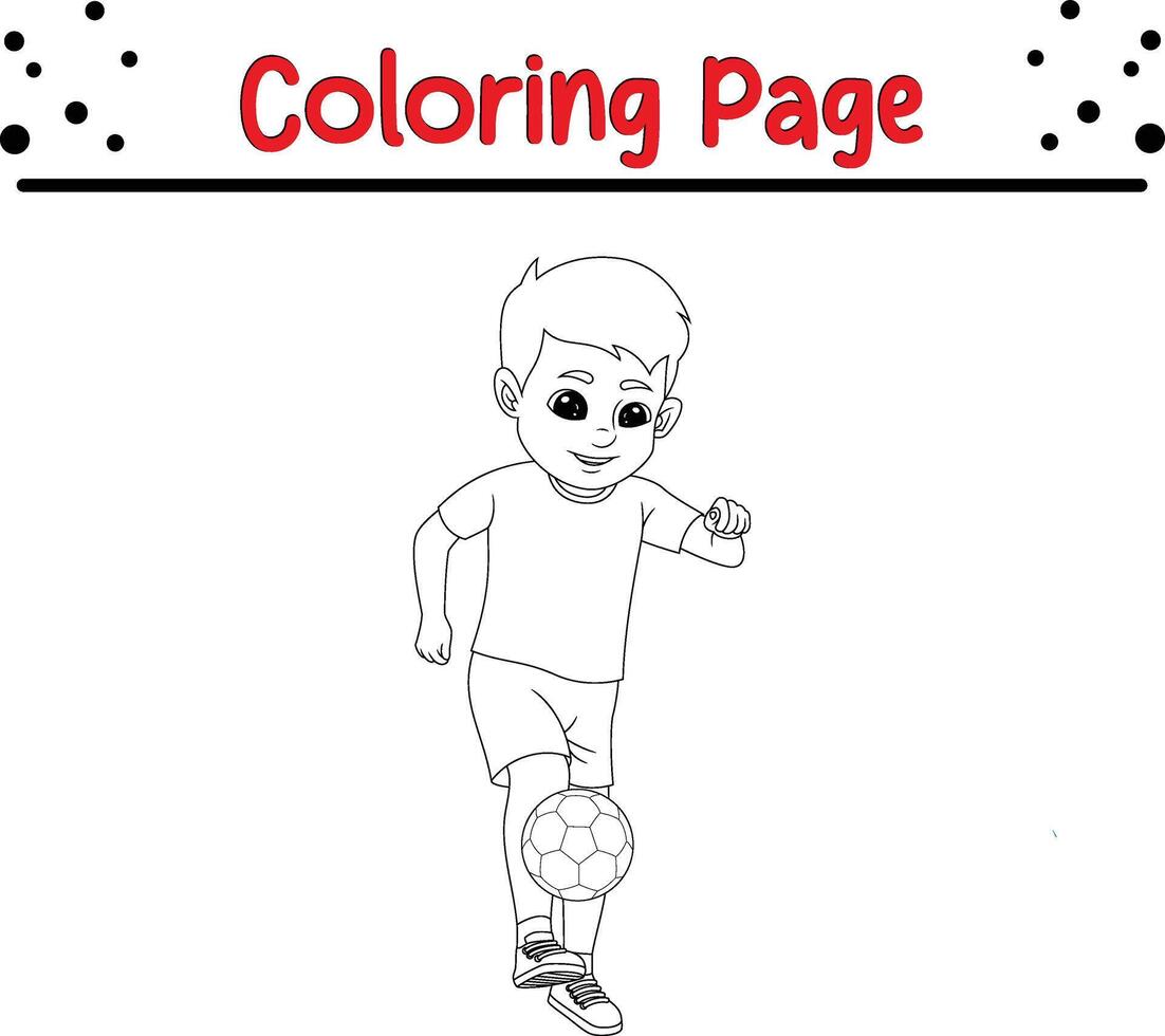 chico fútbol jugador colorante libro página para niños. vector