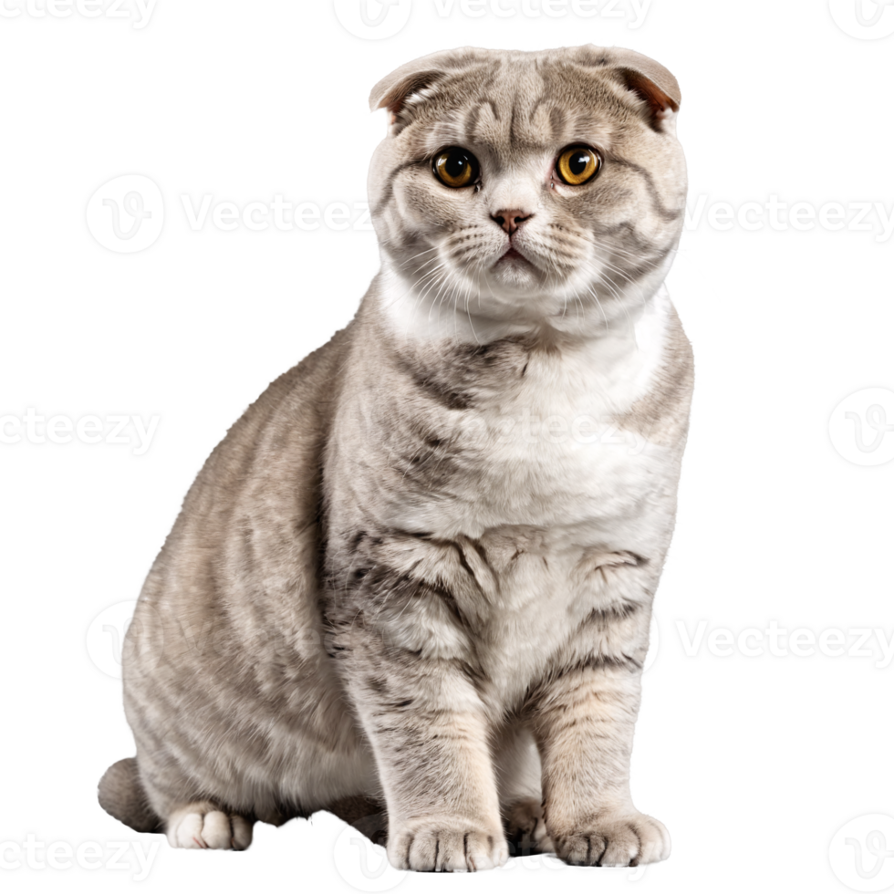 scottish fold cat sitting isolated transparent photo png