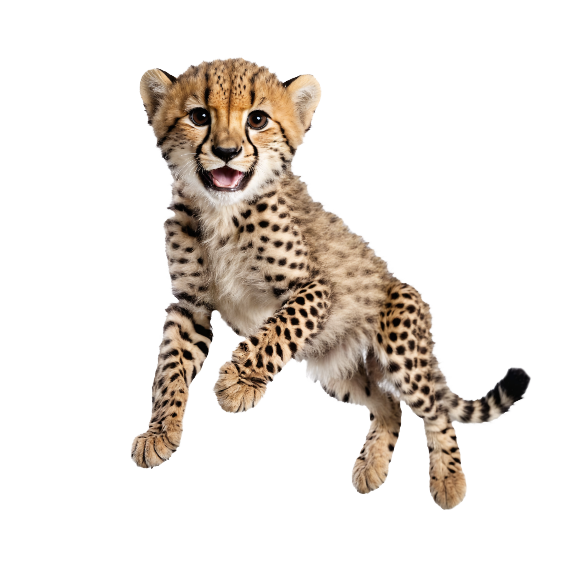 baby cheetah running and jumping isolated transparent photo 44760609 PNG