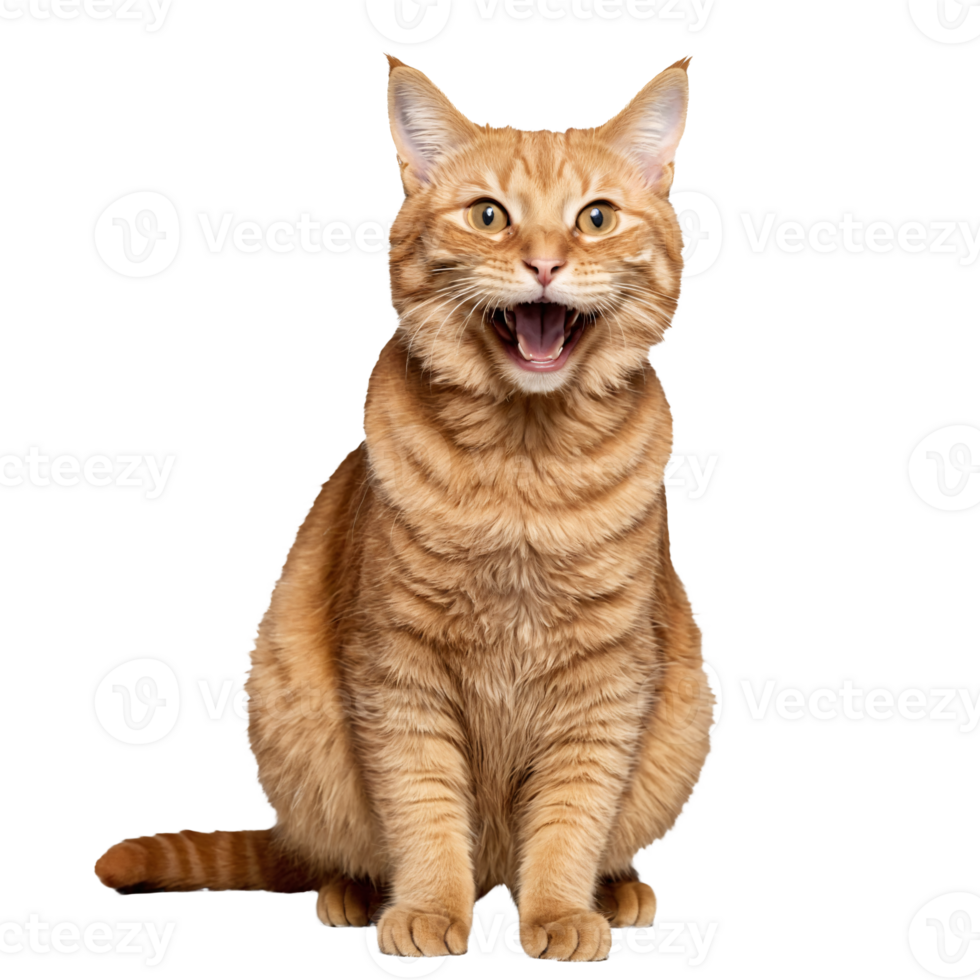 orange ginger cat sitting isolated transparent photo png