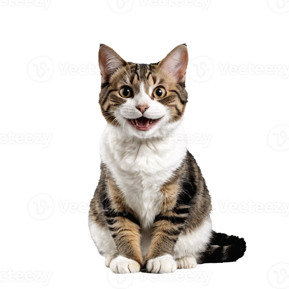 moggie cat sitting isolated transparent photo png