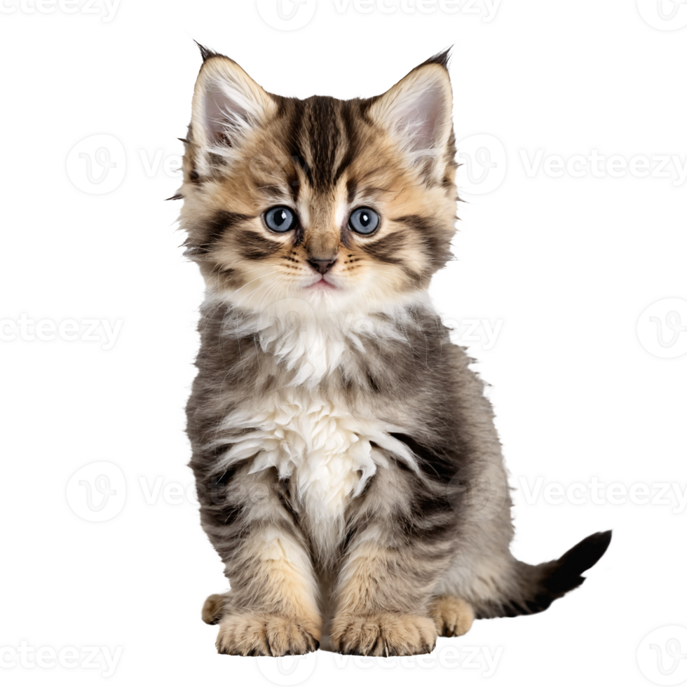 siberian cat kitten sitting isolated transparent photo png