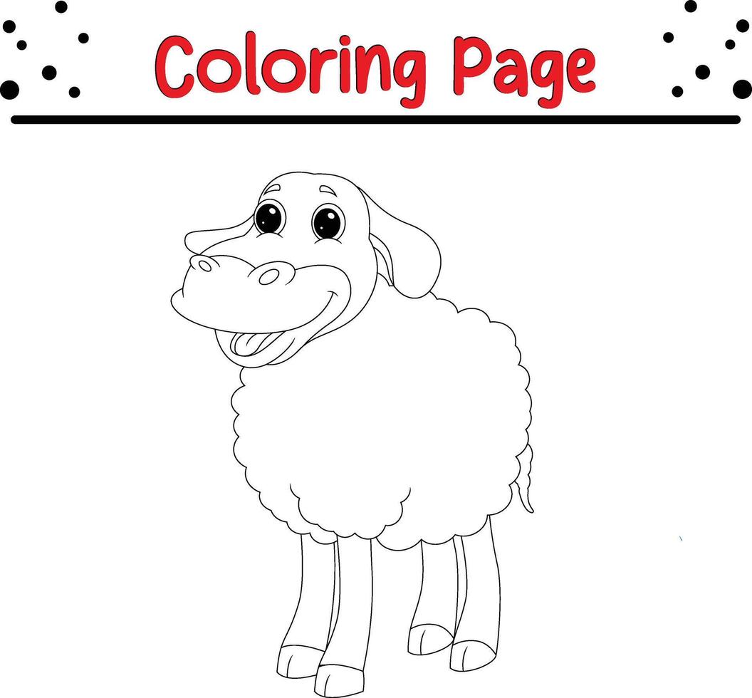linda oveja colorante libro página para niños vector