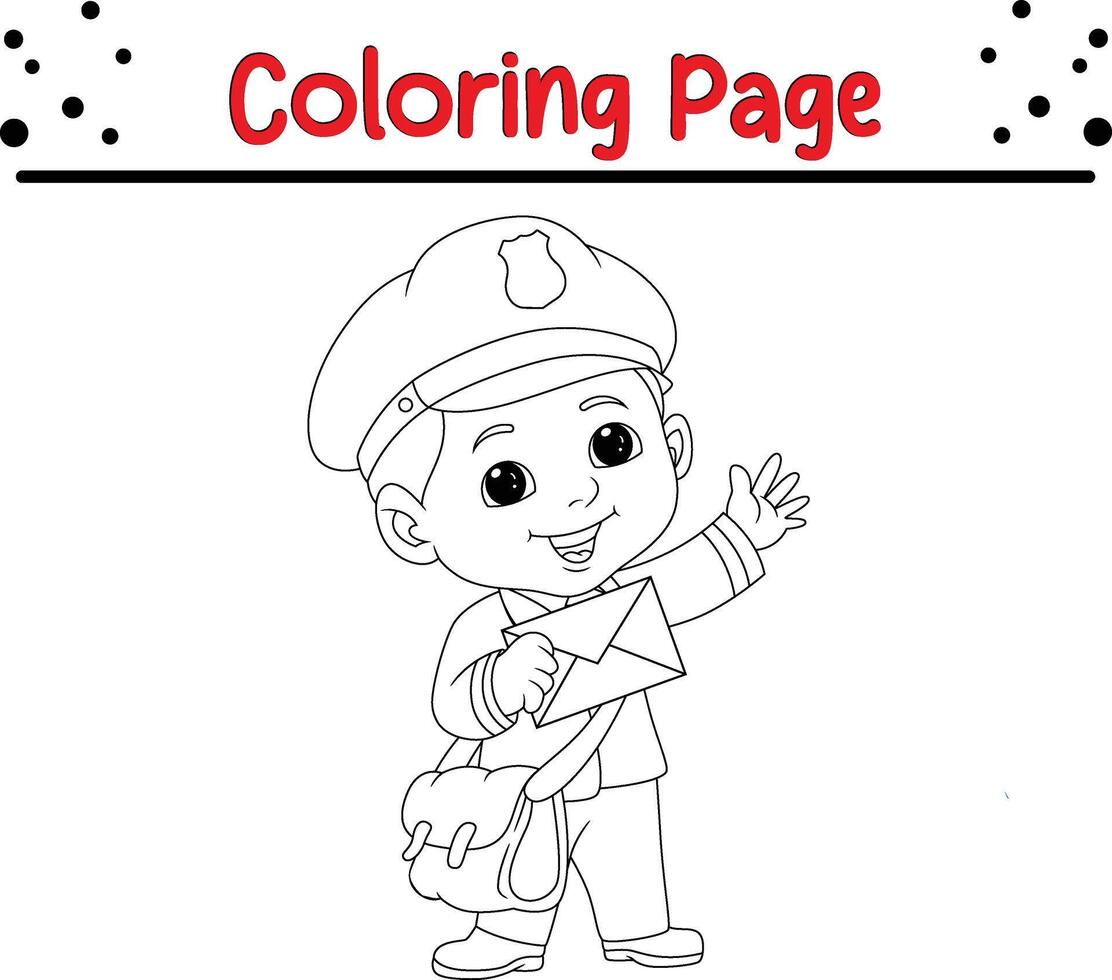 enviar chico posando participación sobre colorante libro página para niños. vector