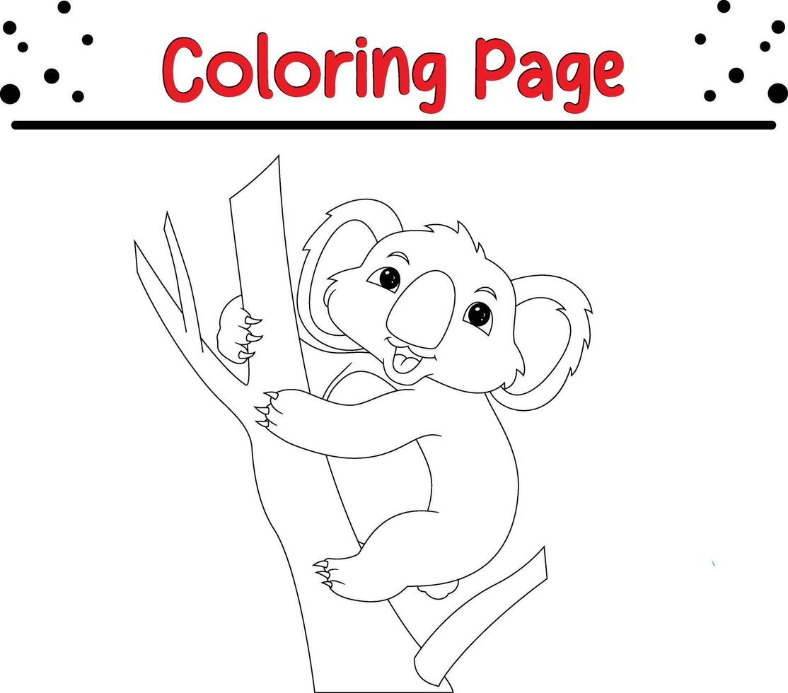 linda coala colorante libro página para niños vector