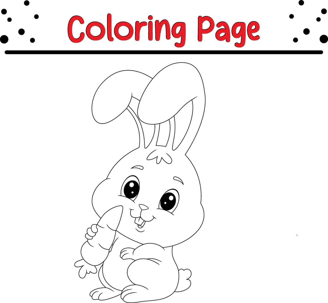 linda Conejo participación Zanahoria colorante libro página para niños. vector