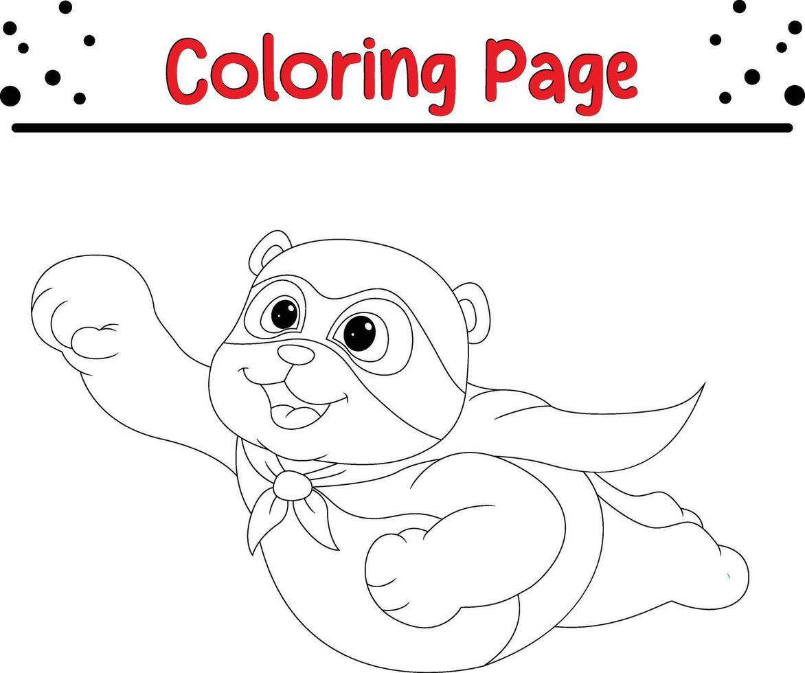 cute panda wearing superhero costume coloring page for kids and adults vector