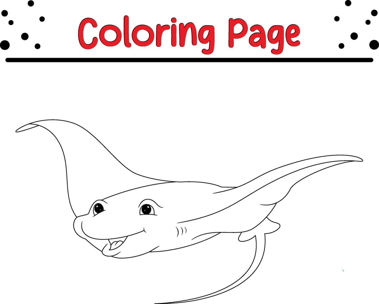 linda mantarraya colorante página para niños y adultos vector